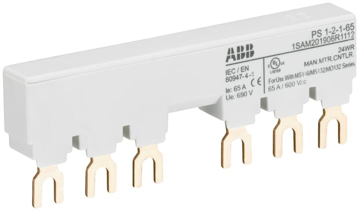 1sam201906r1112 - Шинная разводка 3-фазн. PS1-2-1-65 до 65а для 2-х автоматов MS116, MS132, MS132-T, MO132 с 1-м доп. контактом - ABB