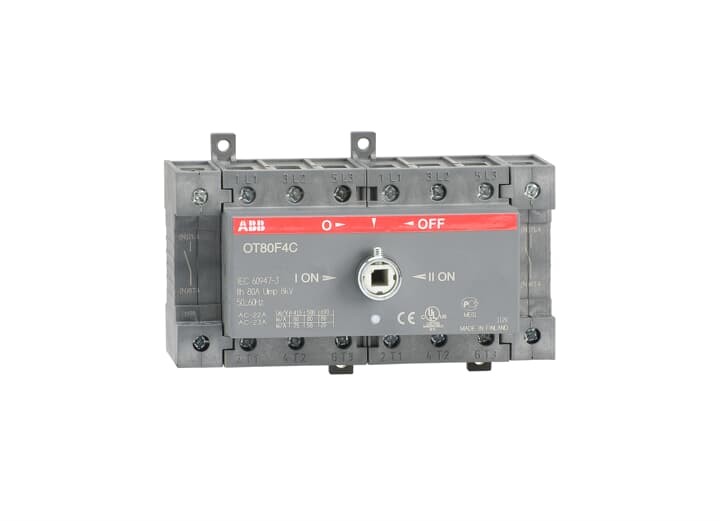 1sca105418r1001 - Рубильник ABB реверсивный OT80F4C до 80а Четырёхполюсный на DIN-рейку, монтажную плату (поставка без ручки)