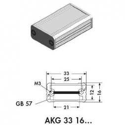 AKG 33 16 50 ME Корпус алюминиевый 33х16х50мм натуральный — Fischer Elektronik