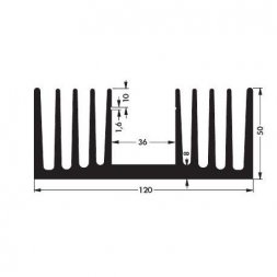 SK 57 1000 AL Радиатор алюминиевый для Power LED 120х50х1000мм — Fischer Elektronik